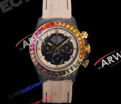 TW Factory Clone Rolex Diw Daytona Carbon Fiber Watch Rainbow Diamond Bezel